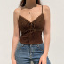 solid color Lace stitching V-neck slim camisole NSGXF129116