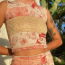 printing stitching lace vest short skirt set NSGXF129123