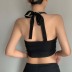 contrast color backless halter neck fake two-piece camisole NSGXF129130