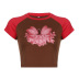 floral print round neck short-sleeved crop t-shirts NSGXF129145