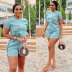 short-sleeved round neck slim high waist solid color T-shirt and shorts suit NSFH129176