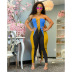 tube top hollow tight lace-up color matching jumpsuit NSFH129177