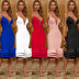 deep V sling backless Stacked layers tight solid color commuting Haute Couture evening dress NSFH129187