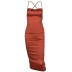 cross suspender backless slim low-cut solid color dress-Multicolor NSLKL129202