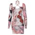 print long-sleeved slim wrap chest backless dress NSLKL129203