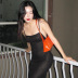 backless sling slim low-cut mopping solid color dress NSLKL129212