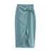 falda de color sólido con abertura estrecha y cintura alta anudada NSAM129257