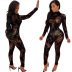 mesh hollow see-through long-sleeved tights jumpsuit NSYMS129272