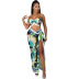printed split with slit skirt three-piece bikini set NSYMS129280