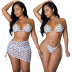 conjunto de bikini de tres piezas con falda y abertura estampada NSYMS129281
