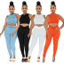 round neck sleeveless tight high waist solid color vest and trousers set NSSME129293