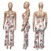 hanging neck backless wrap chest wide-leg floral jumpsuit NSSME129294