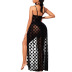 hanging neck backless low-cut polka dot perspective beach outdoor cover-up dress NSSME129295
