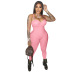 low-cut sling backless tight solid color jumpsuit NSSME129301