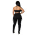 Wrap Chest Lace-up Hollow tight Solid Color vest and pant Set NSSME129312