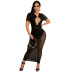 slim solid color see-through mesh dress without vest NSFFE129318