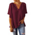 loose five-point sleeve V-neck solid color top NSQSY129321