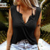 sleeveless slim v neck solid color vest NSQSY129322