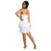 see-through waist solid color feather stitching slip dress NSCYF129331