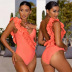 sling backless wrap chest fungus edge solid color one-piece swimsuit NSHTS129334