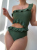 single-shoulder sleeveless hollow fungus edge solid color one-piece swimsuit NSHTS129336