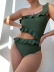 single-shoulder sleeveless hollow fungus edge solid color one-piece swimsuit NSHTS129336