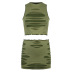Conjunto de falda corta y chaleco con costuras huecas en color liso NSGXF129367