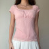 Chiffon Lace Square Collar Short Sleeve T-Shirt NSGXF129370