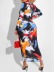 color ink tie-dye printing V-neck long-sleeved long dress NSHFH129496