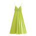 solid color V-neck Poplin Sling Dress NSLQS129409