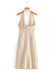 vestido de cuadros de burbujas con cuello halter en color liso NSLQS129417