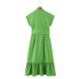 solid color short sleeve waist Lace-Up Dress NSLQS129419