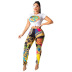 patterns printing short-sleeved T-shirt trousers two-piece set NSYMS129436