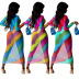 colorful printing mesh see-through long sleeve dress NSYMS129437