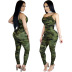 tight-fitting camouflage sleeveless suspender jumpsuit NSYMS129438