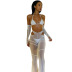 solid color halter neck camisole and see-through trousers set NSMG129449