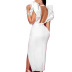 Deep V-neck backless sleeveless high waist slim slit mid-length dress NSKNE129455