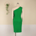 solid color single shoulder high waist sheath dress NSKNE129459
