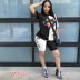 color stitching printed short-sleeved T-shirt shorts set NSYMS129469