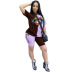 color stitching printed short-sleeved T-shirt shorts set NSYMS129469