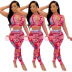 personalized printing full zipper sleeveless top high waist pants two-piece set NSYMS129470