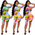 personality printing short sleeve T-shirt and shorts two-piece set NSYMS129471