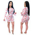 see-through mesh long-sleeved printing sheath dress NSYMS129472