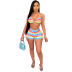 conjunto de ropa de playa con pantalones cortos plisados estampados NSHOM129486