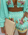 flower printing camisole and high waist shorts solid color long sleeve coat 3-piece set NSSRX129506
