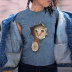 Camiseta de manga corta con cuello redondo y estampado de gatos de talla grande NSLBT129773
