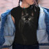camiseta de talla grande con cuello redondo y manga corta con estampado de gatos NSLBT129769