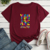 Colorful Letter Print Loose short sleeve T-Shirt NSYAY129564