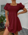 square neck short sleeve slim solid color dress NSLMM128124