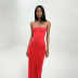 solid color halter neck slim dress NSTNV129511
